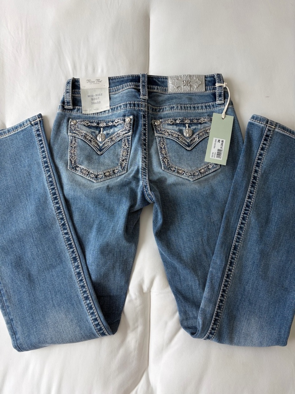 Miss Me Light Blue Bootcut Jeans with Embellished Back Pockets